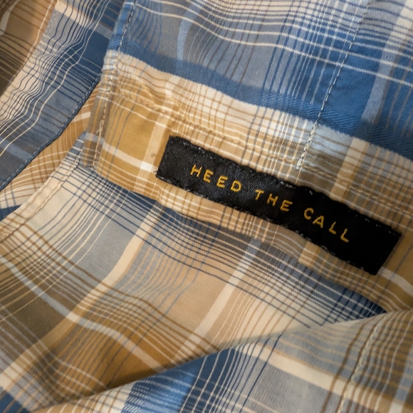 Howler Brothers Blue and Tan Plaid Pearl Snap Short Shirt Sleeve XL - Picture 6 of 8